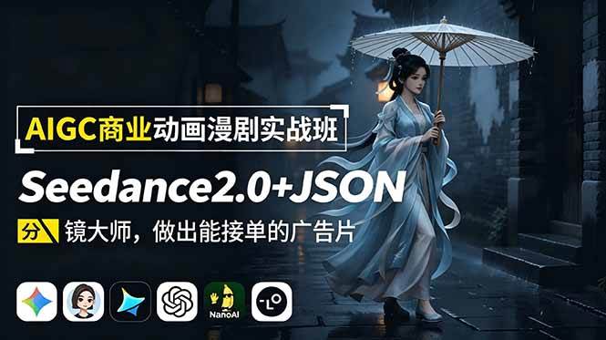 （18849期）AIGC商业动画漫剧实战班：Seedance2.0+JSON分镜大师，做出能接单的广告片-洛柒笔记
