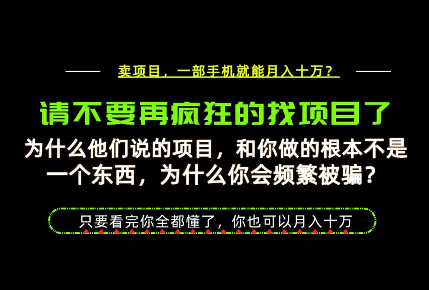 为什么做项目的人大多都是炮灰？为什么只有卖项目才能稳？看完你也可以月入10W+-洛柒笔记