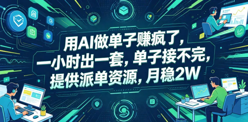 用AI做单子賺疯了,一小时出一套,单子接不完,提供派单资源,月稳2W-洛柒笔记