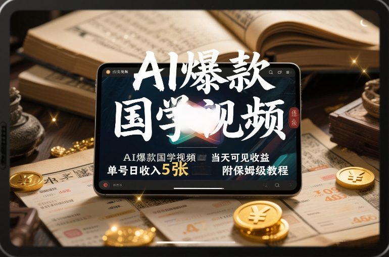 AI爆款国学视频，独家起号方法，小白直接上手，当天可见收益，单号日收入5张+附保姆级教程-洛柒笔记