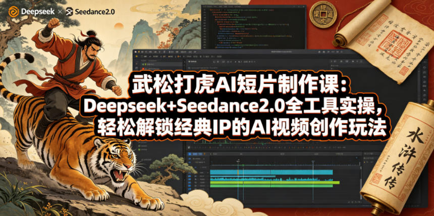 武松打虎AI短片制作课：Deepseek+Seedance2.0全工具实操，轻松解锁经典IP的AI视频创作玩法-洛柒笔记