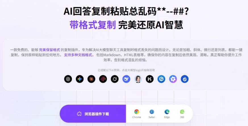 你的AI回答内容复制格式总乱码？完美一键保留原格式复制，办公宝藏浏览器插件Copy With Format-洛柒笔记