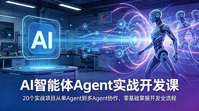 （18983期）AI智能体Agent实战开发课：20个实战项目从单Agent到多Agent协作，零基础掌握开发全流程-洛柒笔记