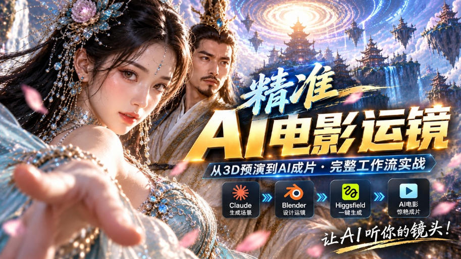 AI视频终于能精准运镜了！Claude+Blender+Higgsfield免费插件实测-洛柒笔记