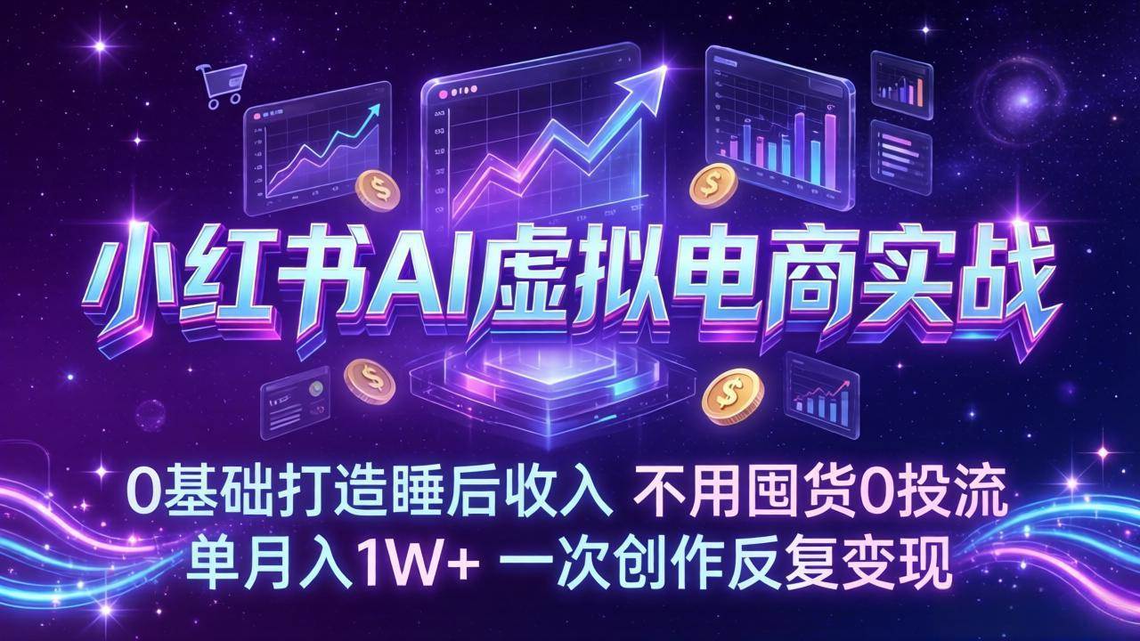 （17607期）小红书AI虚拟电商实战：0基础打造睡后收入，不用囤货0投流，单月入1W+，一次创作反复变现-洛柒笔记