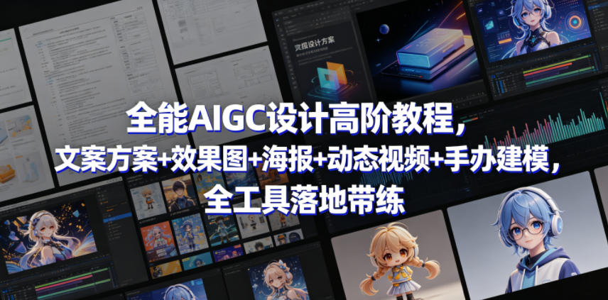 全能AIGC设计高阶教程，文案方案+效果图+海报+动态视频+手办建模，全工具落地带练-洛柒笔记