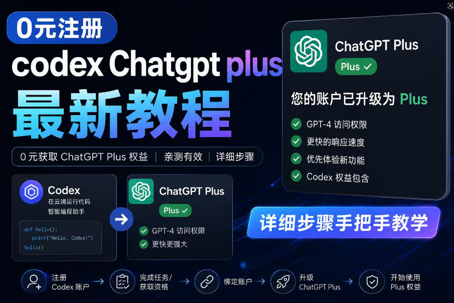 0元全自动注册codex gpt plus最新教程，0元获取GPT Plus权益，手把手详细教学-洛柒笔记