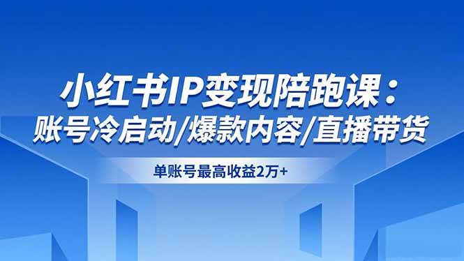 （16550期）小红书IP变现陪跑课：账号冷启动/爆款内容/直播带货，单账号最高收益2万+-洛柒笔记