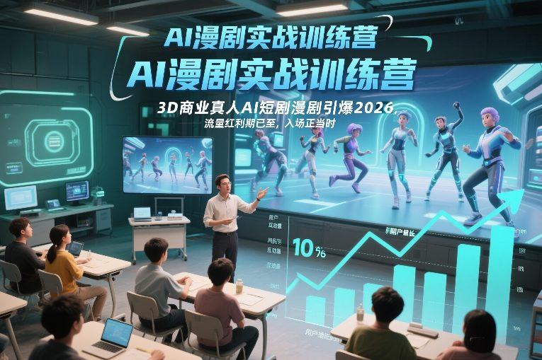 AI漫剧实战训练营，3D商业真人AI短剧漫剧引爆2026，流量红利期已至，入场正当时-洛柒笔记