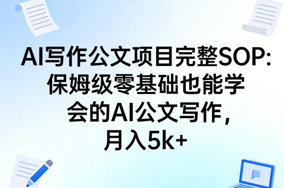 AI写作公文项目完整SOP，保姆级零基础也能学会的AI公文写作，月入5k+-洛柒笔记