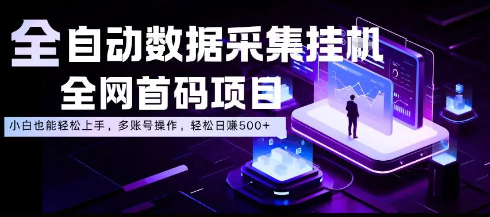 全自动数据采集挂G，全网首码项目，简单易操作，小白也能轻松上手，多账号操作，轻松日入500+-洛柒笔记