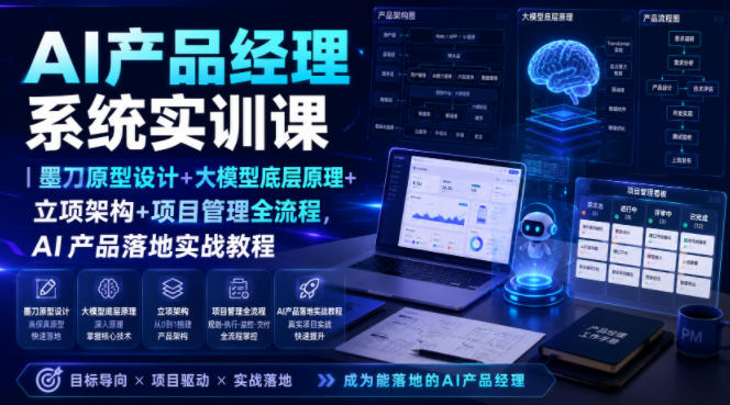 AI产品经理系统实训课｜墨刀原型设计+大模型底层原理+立项架构+项目管理全流程，AI产品落地实战教程-洛柒笔记