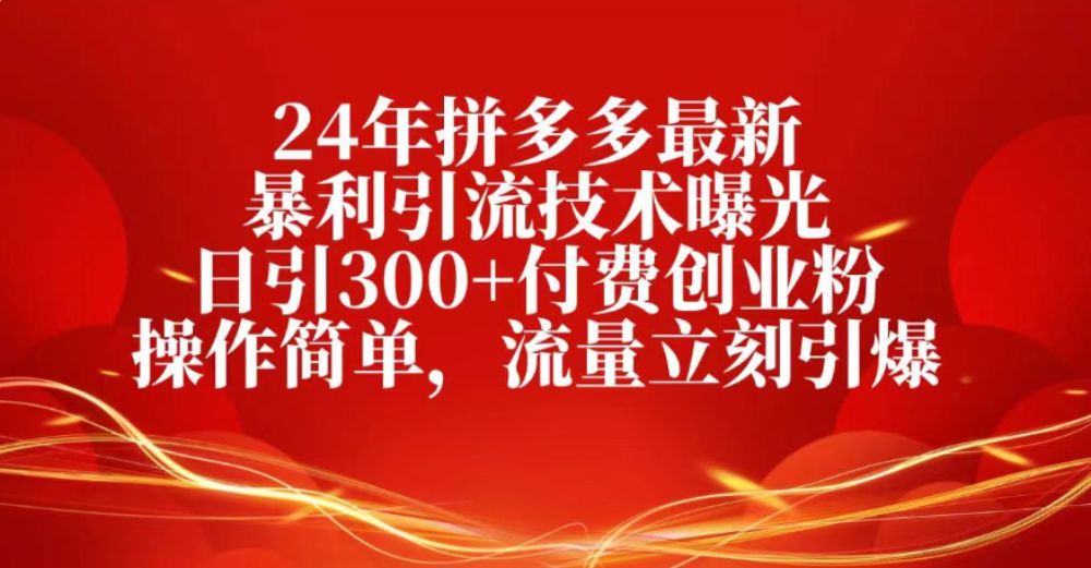 25年拼多多最新暴利引流技术曝光、日引300+付费创业粉操作简单，流量立刻引爆-洛柒笔记