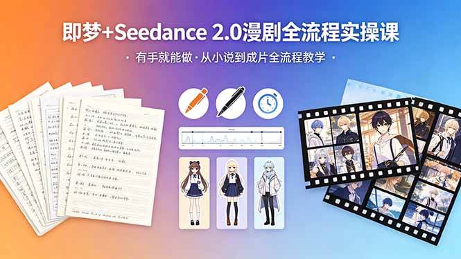 （18358期）即梦+Seedance 2.0漫剧全流程实操课，有手就能做，从小说到成片全流程教学-洛柒笔记