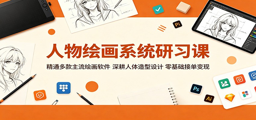 人物绘画系统研习课：精通多款主流绘画软件，深耕人体造型设计，零基础接单变现-洛柒笔记