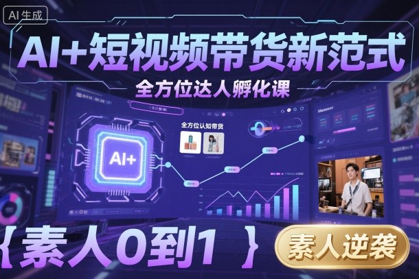 AI+短视频带货新范式全方位达人孵化课，素人也可以从0到1，全方位认知短视频带货-洛柒笔记