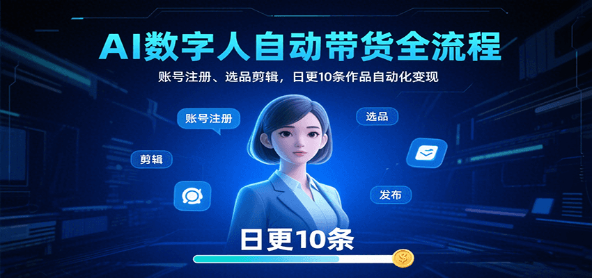AI数字人自动带货全流程：账号注册、选品剪辑，日更10条作品自动化变现-洛柒笔记