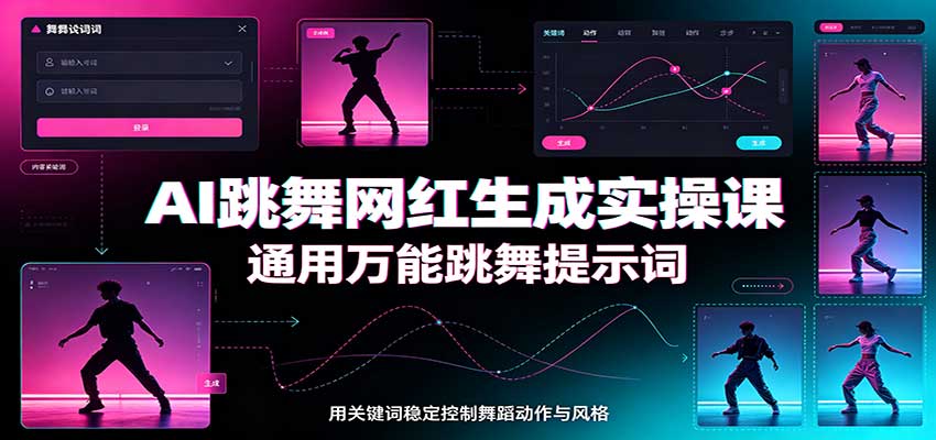 AI跳舞网红生成实操课：通用万能跳舞提示词，多模型适配，人物舞蹈视频制作全套教学-洛柒笔记