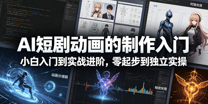 AI短剧动画的制作入门，小白入门到实战进阶，零起步到独立实操-洛柒笔记