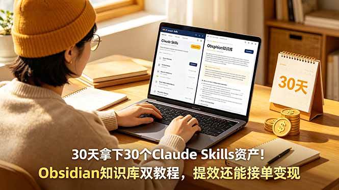 （18886期）30天拿下30个Claude Skills资产！Obsidian知识库双教程，提效还能接单变现-洛柒笔记