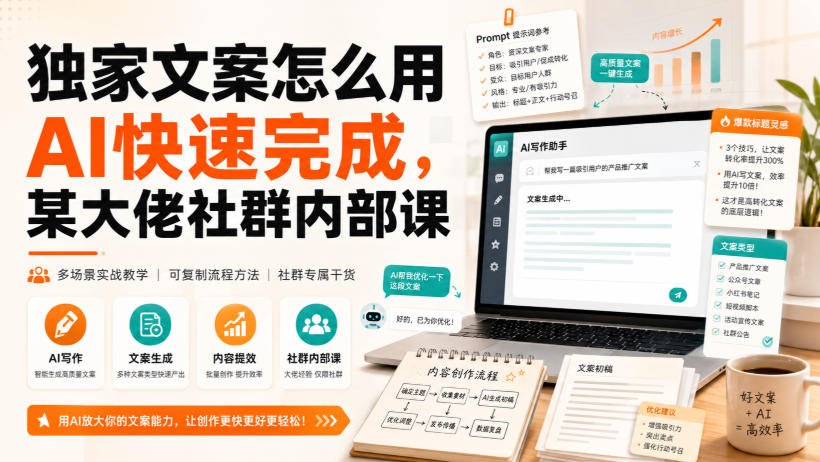 独家文案怎么用AI快速完成，某大佬社群内部课-洛柒笔记