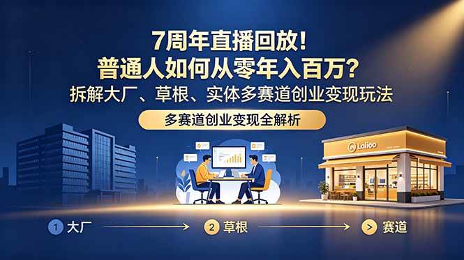 （18894期）7周年直播回放！普通人如何从零年入百万？拆解大厂、草根、实体多赛道创业变现玩法-洛柒笔记