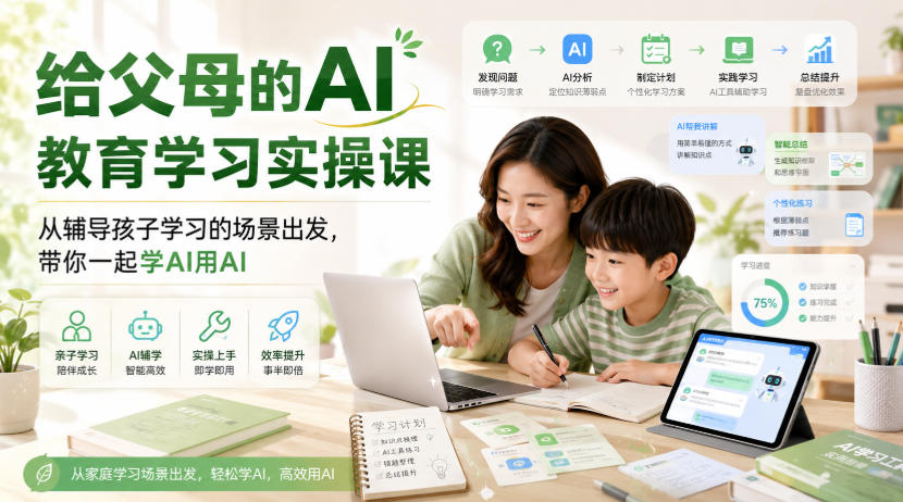 给父母的AI教育学习实操课，从辅导孩子学习的场景出发，带你一起学AI用AI-洛柒笔记