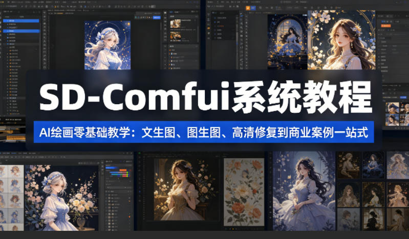 SD-Comfyui系统教程，ai绘画零基础教学，文生图、图生图、高清修复到商业案例一站式-洛柒笔记