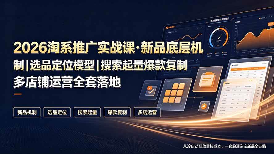 （19272期）2026淘系推广实战课·新品底层机制｜选品定位模型｜搜索起量爆款复制多店铺运营全套落地教程-洛柒笔记
