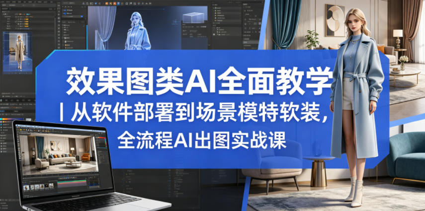 效果图类AI全面教学｜从软件部署到场景模特软装，全流程AI出图实战课-洛柒笔记