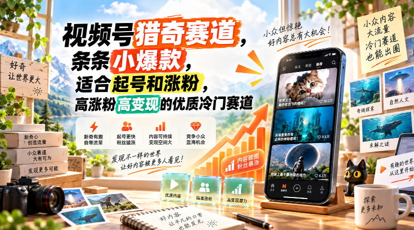 视频号猎奇赛道，条条小爆款，适合起号和涨粉，高涨粉高变现的优质冷门赛道-洛柒笔记