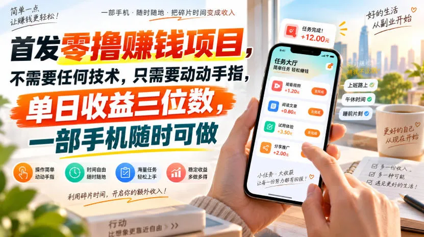 首发零撸賺钱项目，不需要任何技术，只需要动动手指，单日收益三位数，一部手机随时可做-洛柒笔记