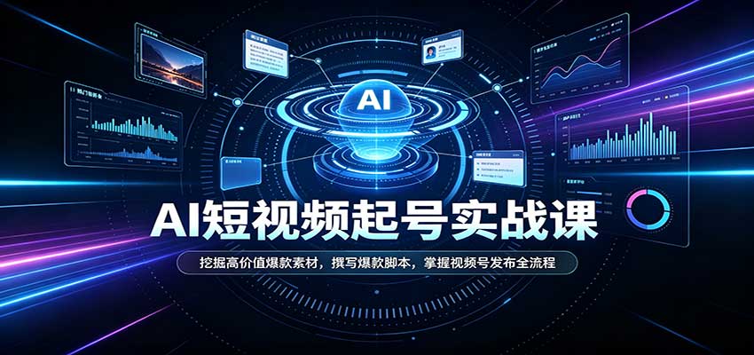 短视频AI起号实战课：挖掘高价值爆款素材，撰写爆款脚本，掌握视频号发布全流程-洛柒笔记