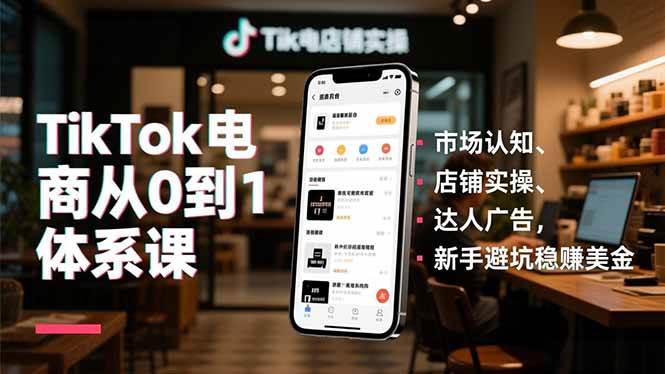 （16818期）TikTok电商从0到1体系课，市场认知、店铺实操、达人广告，新手避坑稳赚美金-洛柒笔记