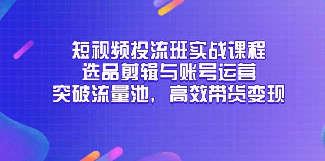（14868期）短视频投流班实战课程，选品剪辑与账号运营，突破流量池，高效带货变现-洛柒笔记