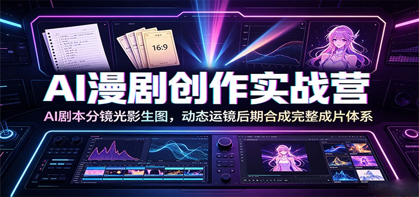 AI漫剧创作实战营：AI剧本分镜光影生图，动态运镜后期合成完整成片体系-洛柒笔记