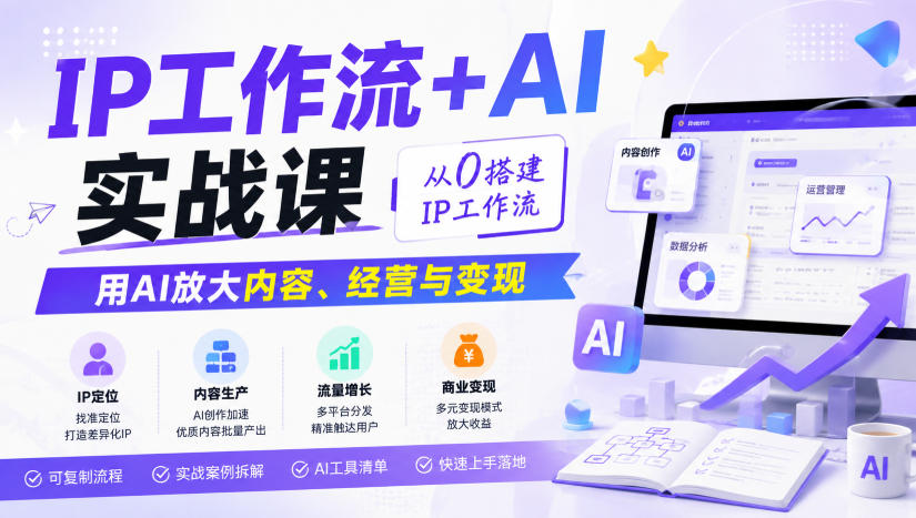 IP工作流+AI实战课，从0搭建IP工作流，用AI放大内容、经营与变现-洛柒笔记