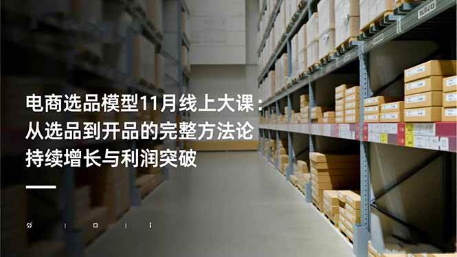 （16580期）电商选品模型11月线上大课：从选品到开品的完整方法论 持续增长与利润突破-洛柒笔记