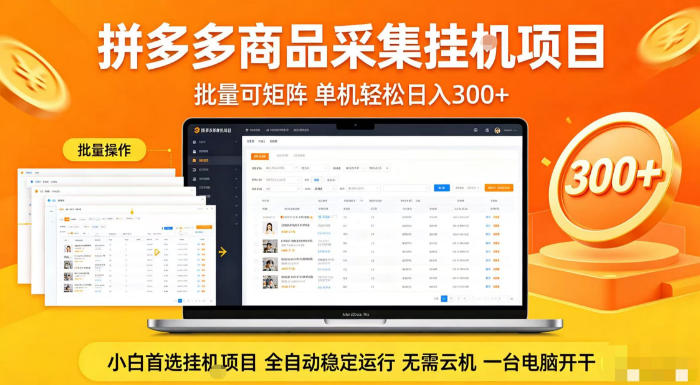 拼多多商品信息全自动采集项目，批量可矩阵，单机轻松日入300+，无需云机一台电脑开干【揭秘】-洛柒笔记