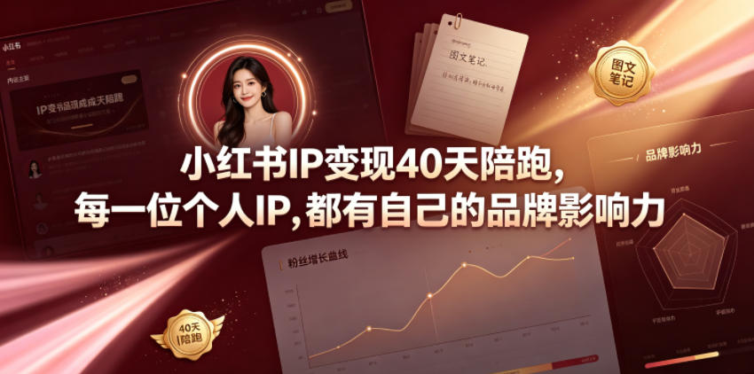 小红书IP变现40天陪跑，每一位个人IP，都有自己的品牌影响力-洛柒笔记