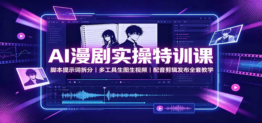 AI漫剧实操特训课：脚本提示词拆分，多工具生图生视频，配音剪辑发布全套教学-洛柒笔记