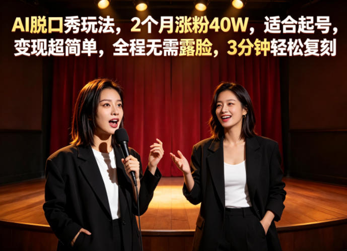 AI脱口秀玩法，2个月涨粉40W，适合起号，变现超简单，全程无需露脸，3分钟轻松复刻-洛柒笔记