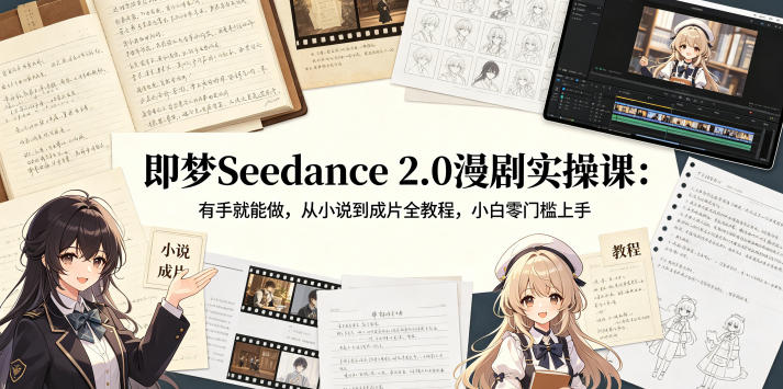 即梦Seedance 2.0漫剧实操课：有手就能做，从小说到成片全教程，小白零门槛上手-洛柒笔记