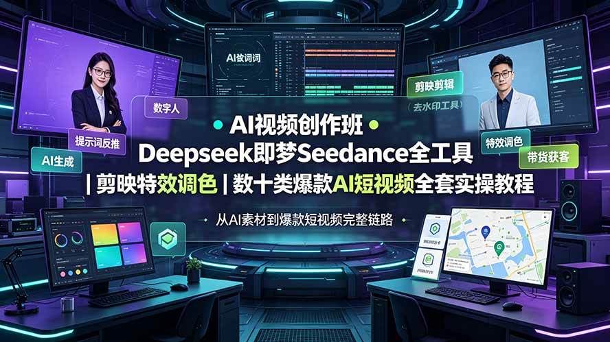 （19454期）AI视频创作班◆Deepseek即梦Seedance全工具｜剪映特效调色｜数十类爆款AI短视频全套实操教程-洛柒笔记