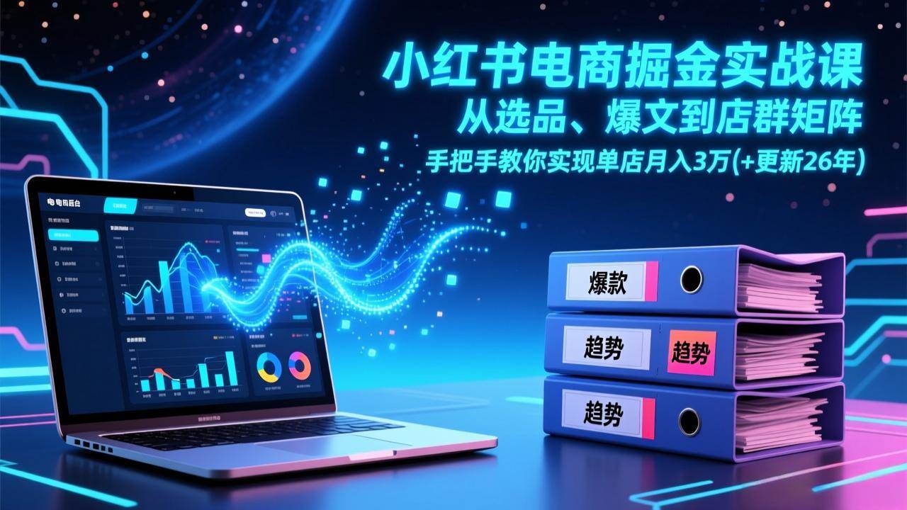 （17290期）小红书电商掘金实战课，从选品、爆文到店群矩阵，手把手教你实现单店月入3万+(更新26年)-洛柒笔记