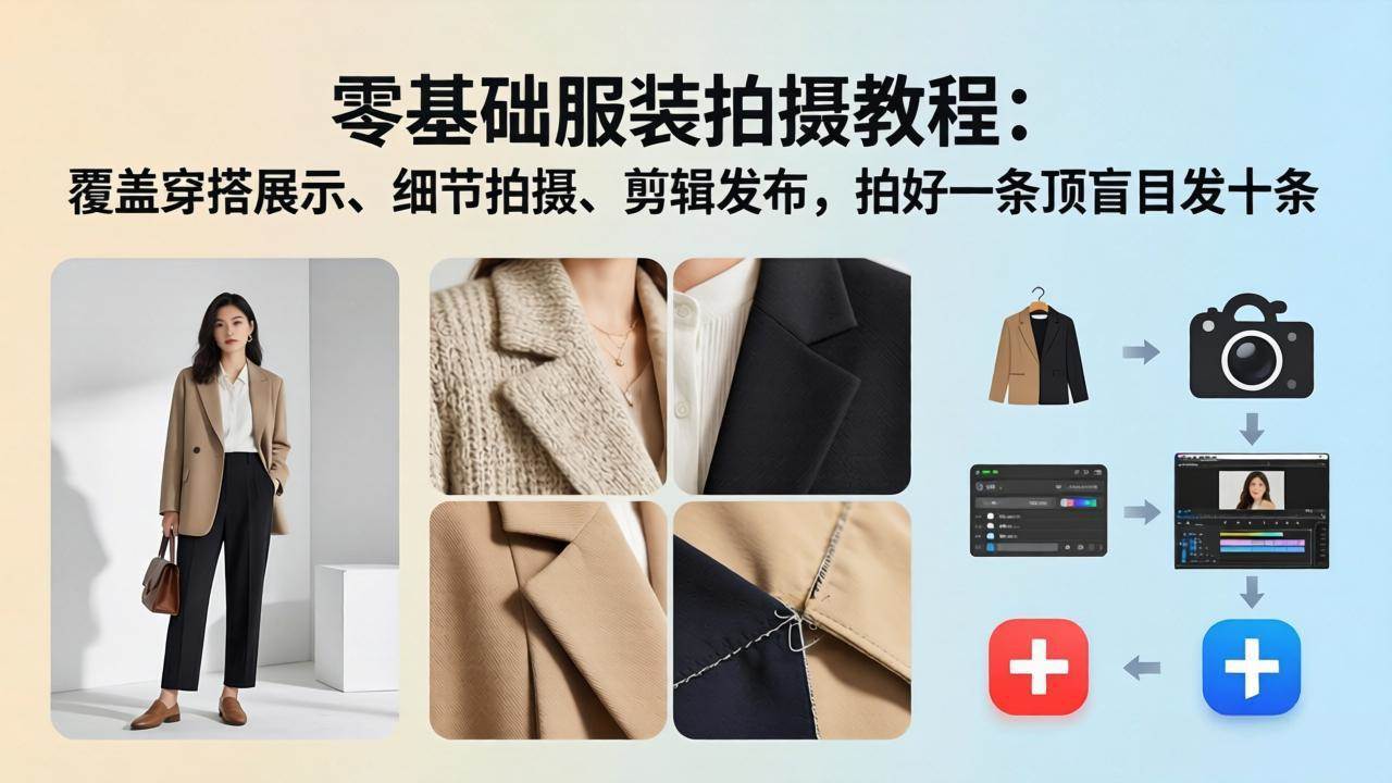 （17829期）零基础服装拍摄教程：覆盖穿搭展示、细节拍摄、剪辑发布，拍好一条顶盲目发十条-洛柒笔记