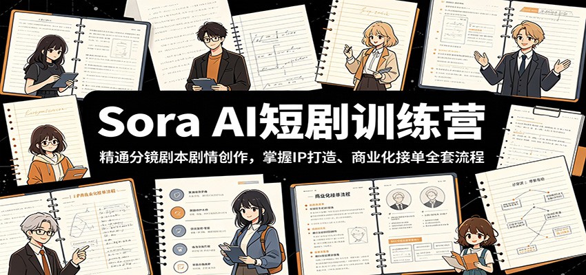 Sora AI短剧训练营：精通分镜剧本剧情创作，掌握IP打造、商业化接单全套流程-洛柒笔记