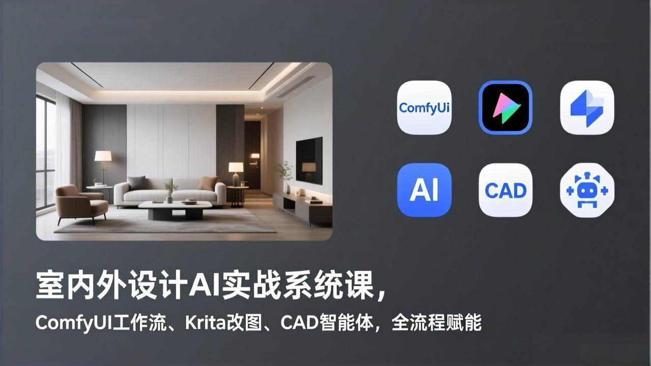 （17371期）室内外设计AI实战系统课，ComfyUI工作流、Krita改图、CAD智能体，全流程赋能-洛柒笔记