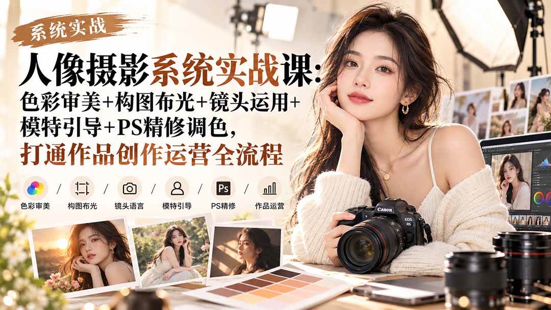 (20623期)【无水印】人像摄影系统实战课:色彩审美+构图布光+镜头运用+模特引导+PS精修调色,打通作品创作运营全流程 (20623期)【无水印】人像摄影系统实战课:色彩审美+构图布光+镜头运用+模特引导+PS精修调色,打通作品创作运营全流程