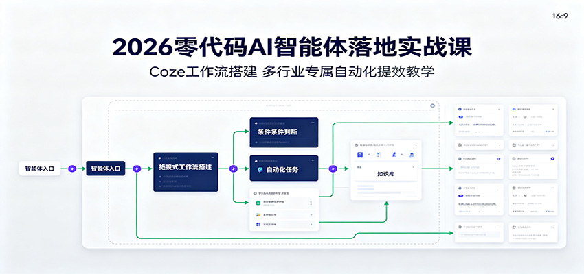 2026零代码AI智能体落地实战课：Coze工作流搭建，多行业专属自动化提效教学-洛柒笔记